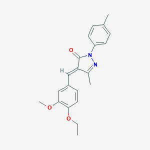 molecular formula C21H22N2O3 B406300 4-(4-ethoxy-3-methoxybenzylidene)-5-methyl-2-(4-methylphenyl)-2,4-dihydro-3H-pyrazol-3-one 