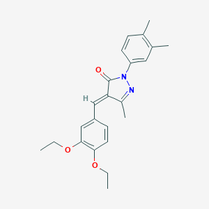 molecular formula C23H26N2O3 B406302 4-(3,4-diethoxybenzylidene)-2-(3,4-dimethylphenyl)-5-methyl-2,4-dihydro-3H-pyrazol-3-one 