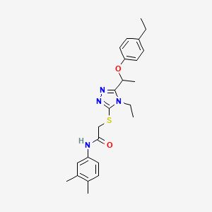 molecular formula C24H30N4O2S B4063029 N-(3,4-dimethylphenyl)-2-({4-ethyl-5-[1-(4-ethylphenoxy)ethyl]-4H-1,2,4-triazol-3-yl}thio)acetamide 