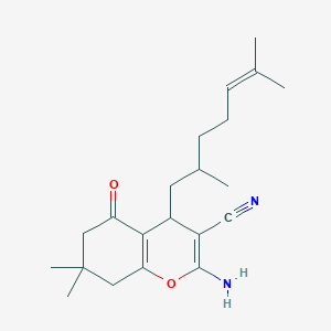 molecular formula C21H30N2O2 B4063040 2-amino-4-(2,6-dimethyl-5-hepten-1-yl)-7,7-dimethyl-5-oxo-5,6,7,8-tetrahydro-4H-chromene-3-carbonitrile 