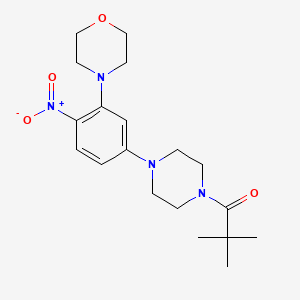 molecular formula C19H28N4O4 B4063043 4-{5-[4-(2,2-二甲基丙酰)-1-哌嗪基]-2-硝基苯基}吗啉 