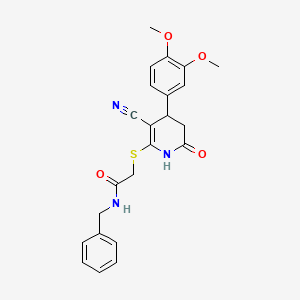 N-benzyl-2-{[3-cyano-4-(3,4-dimethoxyphenyl)-6-oxo-1,4,5,6-tetrahydro-2-pyridinyl]thio}acetamide