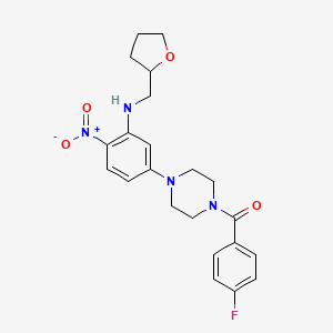 molecular formula C22H25FN4O4 B4063079 5-[4-(4-fluorobenzoyl)-1-piperazinyl]-2-nitro-N-(tetrahydro-2-furanylmethyl)aniline 