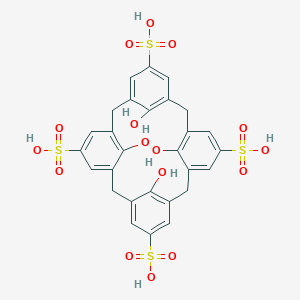 molecular formula C28H24O16S4 B040631 25,26,27,28-Tetrahydroxypentacyclo[19.3.1.1~3,7~.1~9,13~.1~15,19~]octacosa-1(25),3(28),4,6,9(27),10,12,15(26),16,18,21,23-Dodecaene-5,11,17,23-Tetrasulfonic Acid CAS No. 112269-92-8