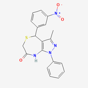 molecular formula C19H16N4O3S B4063123 3-methyl-4-(3-nitrophenyl)-1-phenyl-4,8-dihydro-1H-pyrazolo[3,4-e][1,4]thiazepin-7(6H)-one 