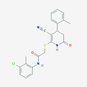 molecular formula C22H20ClN3O2S B4063137 N-(3-chloro-2-methylphenyl)-2-{[3-cyano-4-(2-methylphenyl)-6-oxo-1,4,5,6-tetrahydro-2-pyridinyl]thio}acetamide 