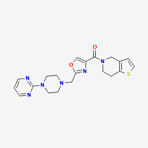 molecular formula C20H22N6O2S B4063167 5-[(2-{[4-(2-pyrimidinyl)-1-piperazinyl]methyl}-1,3-oxazol-4-yl)carbonyl]-4,5,6,7-tetrahydrothieno[3,2-c]pyridine 
