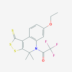 molecular formula C16H14F3NO2S3 B406317 7-ethoxy-4,4-dimethyl-5-(trifluoroacetyl)-4,5-dihydro-1H-[1,2]dithiolo[3,4-c]quinoline-1-thione CAS No. 331640-10-9