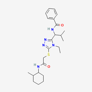 molecular formula C24H35N5O2S B4063175 N-{1-[4-乙基-5-({2-[(2-甲基环己基)氨基]-2-氧代乙基}硫代)-4H-1,2,4-三唑-3-基]-2-甲基丙基}苯甲酰胺 