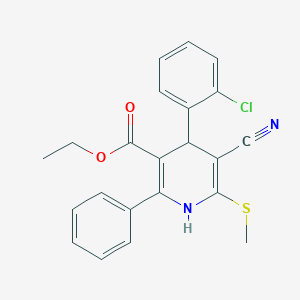 ethyl 4-(2-chlorophenyl)-5-cyano-6-(methylthio)-2-phenyl-1,4-dihydro-3-pyridinecarboxylate