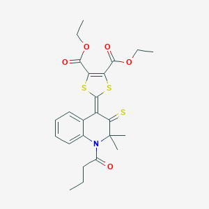 molecular formula C24H27NO5S3 B406321 Diethyl 2-(1-butanoyl-2,2-dimethyl-3-sulfanylidenequinolin-4-ylidene)-1,3-dithiole-4,5-dicarboxylate CAS No. 317844-62-5