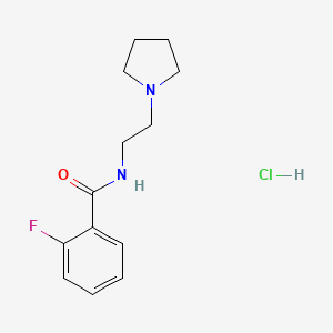 molecular formula C13H18ClFN2O B4063247 2-fluoro-N-[2-(1-pyrrolidinyl)ethyl]benzamide hydrochloride 