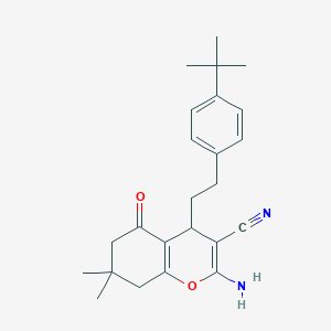 molecular formula C24H30N2O2 B4063274 2-氨基-4-[2-(4-叔丁基苯基)乙基]-7,7-二甲基-5-氧代-5,6,7,8-四氢-4H-色烯-3-腈 