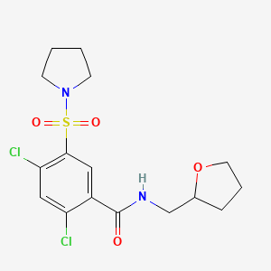 molecular formula C16H20Cl2N2O4S B4063292 2,4-dichloro-5-(1-pyrrolidinylsulfonyl)-N-(tetrahydro-2-furanylmethyl)benzamide 