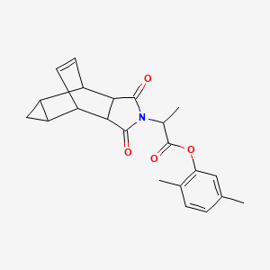 molecular formula C22H23NO4 B4063297 2,5-dimethylphenyl 2-(3,5-dioxo-4-azatetracyclo[5.3.2.0~2,6~.0~8,10~]dodec-11-en-4-yl)propanoate 