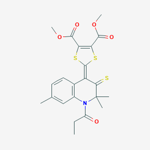 Dimethyl 2-(2,2,7-trimethyl-1-propanoyl-3-sulfanylidenequinolin-4-ylidene)-1,3-dithiole-4,5-dicarboxylate