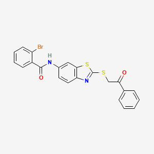 molecular formula C22H15BrN2O2S2 B4063310 2-bromo-N-{2-[(2-oxo-2-phenylethyl)thio]-1,3-benzothiazol-6-yl}benzamide 