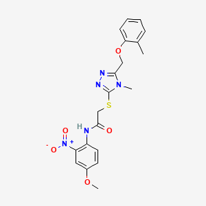 molecular formula C20H21N5O5S B4063326 N-(4-methoxy-2-nitrophenyl)-2-({4-methyl-5-[(2-methylphenoxy)methyl]-4H-1,2,4-triazol-3-yl}thio)acetamide 