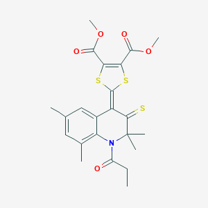 molecular formula C23H25NO5S3 B406333 Dimethyl 2-(2,2,6,8-tetramethyl-1-propanoyl-3-sulfanylidenequinolin-4-ylidene)-1,3-dithiole-4,5-dicarboxylate CAS No. 331640-37-0