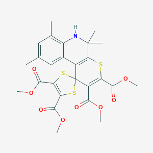 molecular formula C26H27NO8S3 B406336 Tetramethyl 5',5',7',9'-tetramethyl-5',6'-dihydrospiro[1,3-dithiole-2,1'-thiopyrano[2,3-c]quinoline]-2',3',4,5-tetracarboxylate 