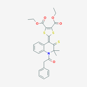 diethyl 2-(2,2-dimethyl-1-(phenylacetyl)-3-thioxo-2,3-dihydro-4(1H)-quinolinylidene)-1,3-dithiole-4,5-dicarboxylate