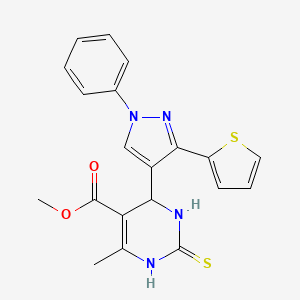 molecular formula C20H18N4O2S2 B4063393 methyl 6-methyl-4-[1-phenyl-3-(2-thienyl)-1H-pyrazol-4-yl]-2-thioxo-1,2,3,4-tetrahydro-5-pyrimidinecarboxylate 