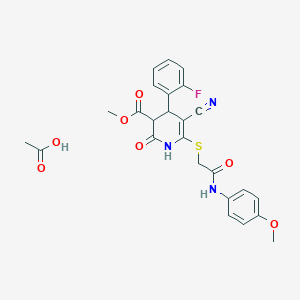 methyl 5-cyano-4-(2-fluorophenyl)-6-({2-[(4-methoxyphenyl)amino]-2-oxoethyl}thio)-2-oxo-1,2,3,4-tetrahydro-3-pyridinecarboxylate acetate