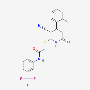 2-{[3-cyano-4-(2-methylphenyl)-6-oxo-1,4,5,6-tetrahydro-2-pyridinyl]thio}-N-[3-(trifluoromethyl)phenyl]acetamide