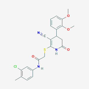 molecular formula C23H22ClN3O4S B4063424 N-(3-chloro-4-methylphenyl)-2-{[3-cyano-4-(2,3-dimethoxyphenyl)-6-oxo-1,4,5,6-tetrahydro-2-pyridinyl]thio}acetamide 