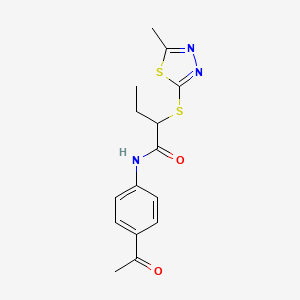 molecular formula C15H17N3O2S2 B4063438 N-(4-acetylphenyl)-2-[(5-methyl-1,3,4-thiadiazol-2-yl)thio]butanamide 