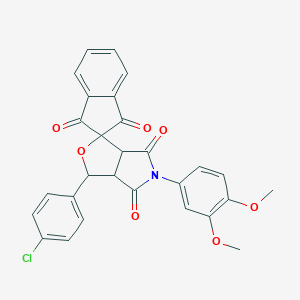 molecular formula C28H20ClNO7 B406344 1-(4-chlorophenyl)-5-(3,4-dimethoxyphenyl)spiro[3a,6a-dihydro-1H-furo[3,4-c]pyrrole-3,2'-indene]-1',3',4,6-tetrone CAS No. 485389-06-8