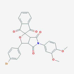molecular formula C28H20BrNO7 B406348 3-(4-bromophenyl)-5-(3,4-dimethoxyphenyl)-3a,6a-dihydrospiro[furo[3,4-c]pyrrole-1,2'-indene]-1',3',4,6(3H,5H)-tetrone 