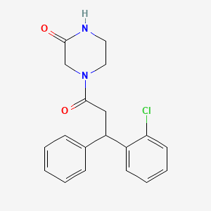 4-[3-(2-chlorophenyl)-3-phenylpropanoyl]-2-piperazinone