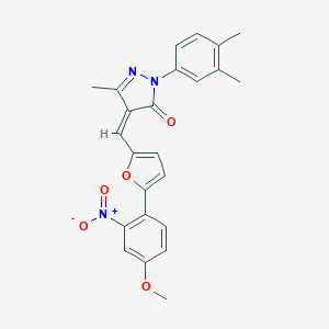 molecular formula C24H21N3O5 B406353 2-(3,4-dimethylphenyl)-4-[(5-{2-nitro-4-methoxyphenyl}-2-furyl)methylene]-5-methyl-2,4-dihydro-3H-pyrazol-3-one 