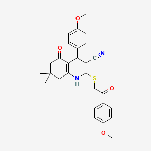 molecular formula C28H28N2O4S B4063543 4-(4-methoxyphenyl)-2-{[2-(4-methoxyphenyl)-2-oxoethyl]thio}-7,7-dimethyl-5-oxo-1,4,5,6,7,8-hexahydro-3-quinolinecarbonitrile 