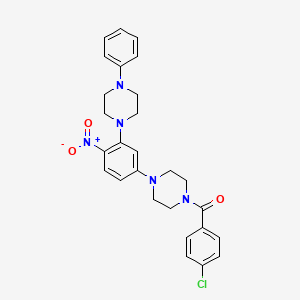 molecular formula C27H28ClN5O3 B4063568 1-(4-chlorobenzoyl)-4-[4-nitro-3-(4-phenyl-1-piperazinyl)phenyl]piperazine 