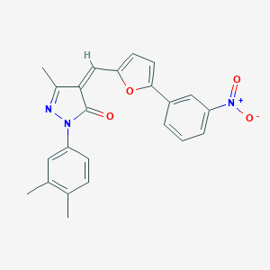molecular formula C23H19N3O4 B406357 2-(3,4-dimethylphenyl)-4-[(5-{3-nitrophenyl}-2-furyl)methylene]-5-methyl-2,4-dihydro-3H-pyrazol-3-one 