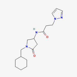 molecular formula C17H26N4O2 B4063571 N-[1-(cyclohexylmethyl)-5-oxo-3-pyrrolidinyl]-3-(1H-pyrazol-1-yl)propanamide 