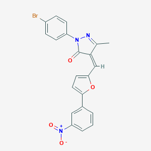 molecular formula C21H14BrN3O4 B406361 2-(4-bromophenyl)-4-[(5-{3-nitrophenyl}-2-furyl)methylene]-5-methyl-2,4-dihydro-3H-pyrazol-3-one 
