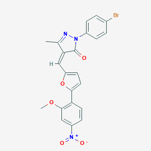 molecular formula C22H16BrN3O5 B406363 2-(4-bromophenyl)-4-[(5-{4-nitro-2-methoxyphenyl}-2-furyl)methylene]-5-methyl-2,4-dihydro-3H-pyrazol-3-one 