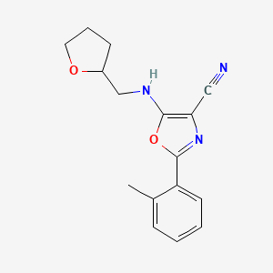 2-(2-methylphenyl)-5-[(tetrahydro-2-furanylmethyl)amino]-1,3-oxazole-4-carbonitrile