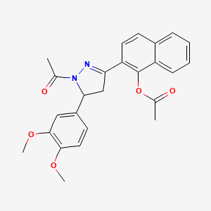 molecular formula C25H24N2O5 B4063699 2-[1-乙酰基-5-(3,4-二甲氧基苯基)-4,5-二氢-1H-吡唑-3-基]-1-萘基乙酸酯 