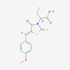 2-[(5Z)-5-[(4-methoxyphenyl)methylidene]-4-oxo-2-sulfanylidene-1,3-thiazolidin-3-yl]butanoic acid