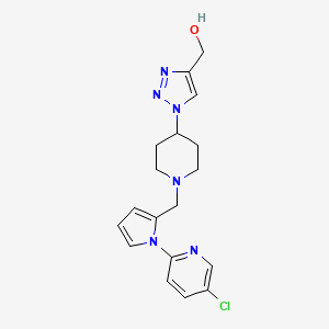 molecular formula C18H21ClN6O B4063738 [1-(1-{[1-(5-chloro-2-pyridinyl)-1H-pyrrol-2-yl]methyl}-4-piperidinyl)-1H-1,2,3-triazol-4-yl]methanol trifluoroacetate (salt) 