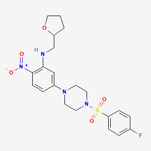 molecular formula C21H25FN4O5S B4063742 (5-{4-[(4-fluorophenyl)sulfonyl]-1-piperazinyl}-2-nitrophenyl)(tetrahydro-2-furanylmethyl)amine 