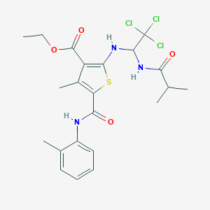 Ethyl 4-methyl-5-(2-toluidinocarbonyl)-2-{[2,2,2-trichloro-1-(isobutyrylamino)ethyl]amino}-3-thiophenecarboxylate