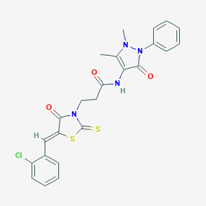 3-[(5Z)-5-[(2-chlorophenyl)methylidene]-4-oxo-2-sulfanylidene-1,3-thiazolidin-3-yl]-N-(1,5-dimethyl-3-oxo-2-phenylpyrazol-4-yl)propanamide