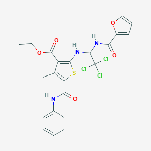 Ethyl 5-(anilinocarbonyl)-4-methyl-2-{[2,2,2-trichloro-1-(2-furoylamino)ethyl]amino}-3-thiophenecarboxylate