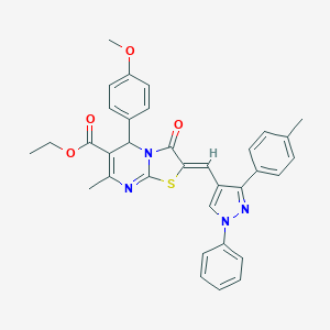 ethyl 5-(4-methoxyphenyl)-7-methyl-2-{[3-(4-methylphenyl)-1-phenyl-1H-pyrazol-4-yl]methylene}-3-oxo-2,3-dihydro-5H-[1,3]thiazolo[3,2-a]pyrimidine-6-carboxylate