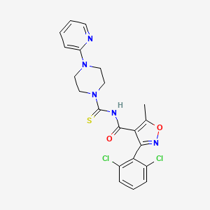 molecular formula C21H19Cl2N5O2S B4063987 3-(2,6-二氯苯基)-5-甲基-N-{[4-(2-吡啶基)-1-哌嗪基]碳硫酰}-4-异恶唑甲酰胺 